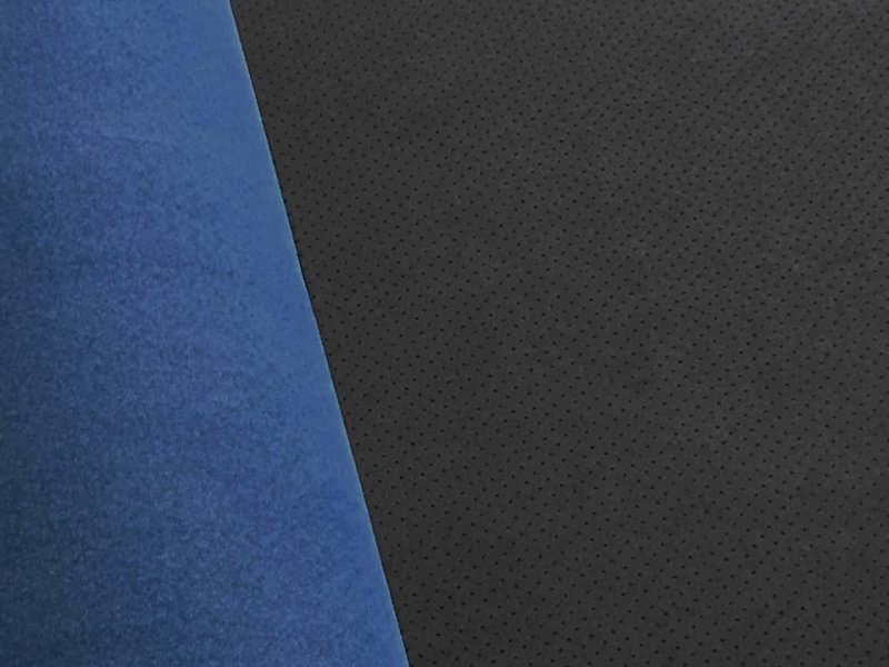 画像1: 【140×50cm単位】最上級 スエード調生地 人工皮革 日本製 【パンチング 黒〜ダークグレー（青の裏張あり）】（アウトレット） (1)