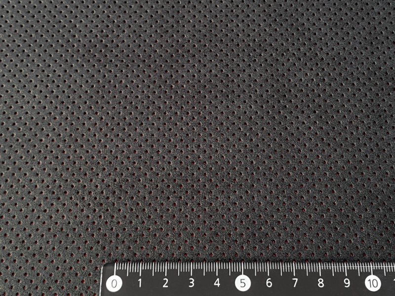 画像3: 【145×50cm単位】最上級 スエード調生地 人工皮革 日本製 【パンチング 黒〜ダークグレー（赤系の裏張あり）穴間隔5mm】（アウトレット） (3)