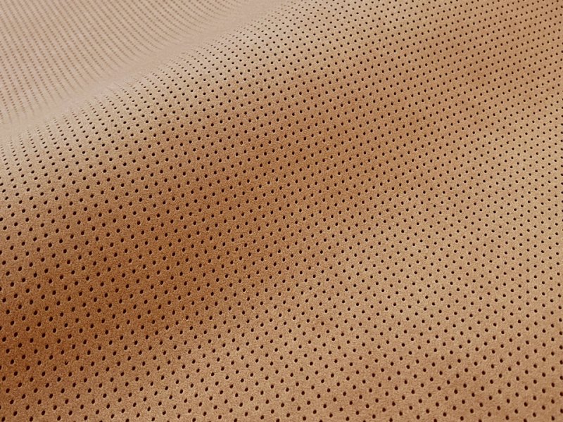 画像2: 【140×50cm単位】最上級 スエード調生地 人工皮革 日本製 【パンチング キャメル（裏張りあり）穴間隔5mm】（アウトレット） (2)