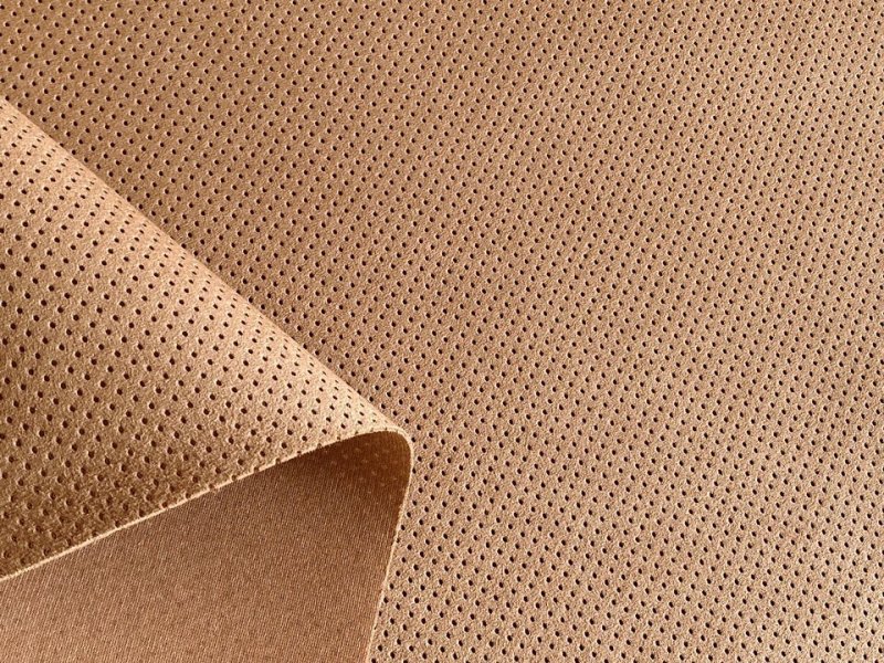 画像3: 【140×50cm単位】最上級 スエード調生地 人工皮革 日本製 【パンチング キャメル（裏張りあり）穴間隔5mm】（アウトレット） (3)