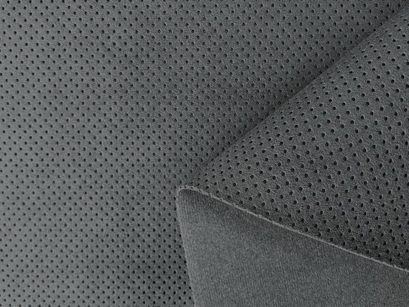 画像3: 【140×50cm単位】最上級 スエード調生地 人工皮革 日本製 【パンチング 濃グレー（グレー系の裏張あり）穴間隔5mm】（アウトレット） (3)