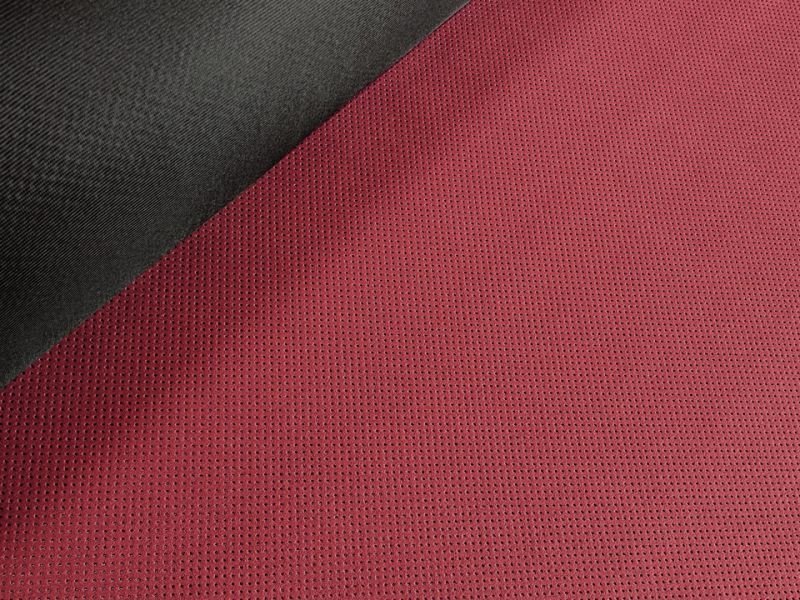 画像4: 【140cm×5M単位】最上級 スエード調生地 人工皮革 日本製 【パンチング 深い赤（黒の裏張あり）穴間隔5mm】[まとめ買い割引]（アウトレット） (4)