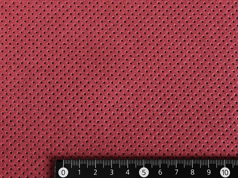 画像5: 【140cm×5M単位】最上級 スエード調生地 人工皮革 日本製 【パンチング 深い赤（黒の裏張あり）穴間隔5mm】[まとめ買い割引]（アウトレット） (5)