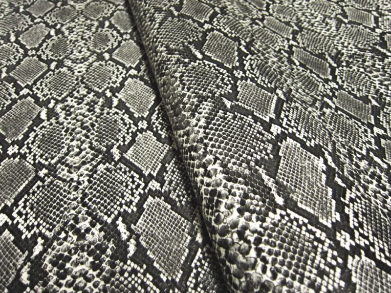 画像3: ヘビ革 合皮レザー生地【メタリックパイソン グレー】 (3)