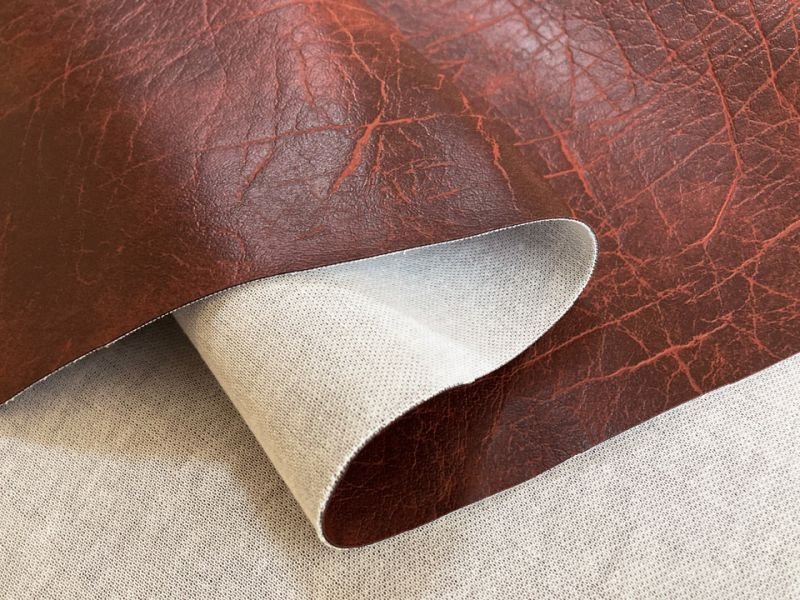 画像3: 合皮レザー生地【ニューアンティーク 難燃 レッドブラウン】 (3)