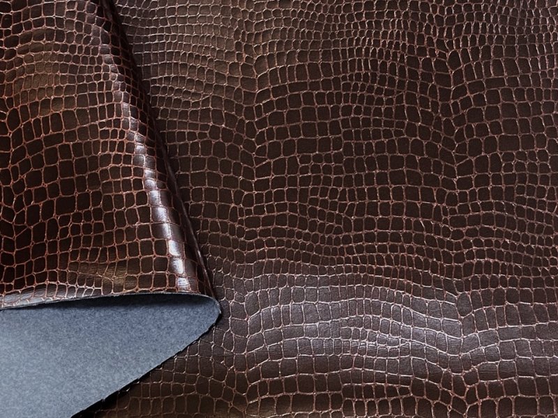 画像3: ワニ革 合皮レザー生地【ベーシック ソフト こげ茶】 (3)