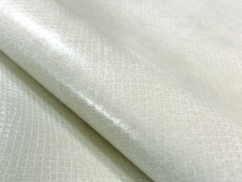 画像4: ヘビ革 合皮レザー生地【ベーシックスネーク オフ白】 (4)
