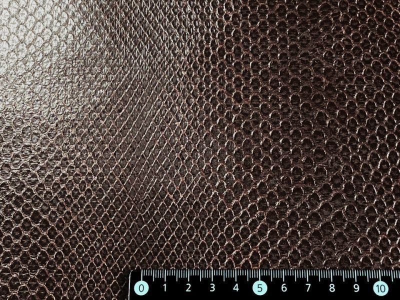 画像7: ヘビ革 合皮レザー生地【ベーシックスネーク こげ茶】 (7)