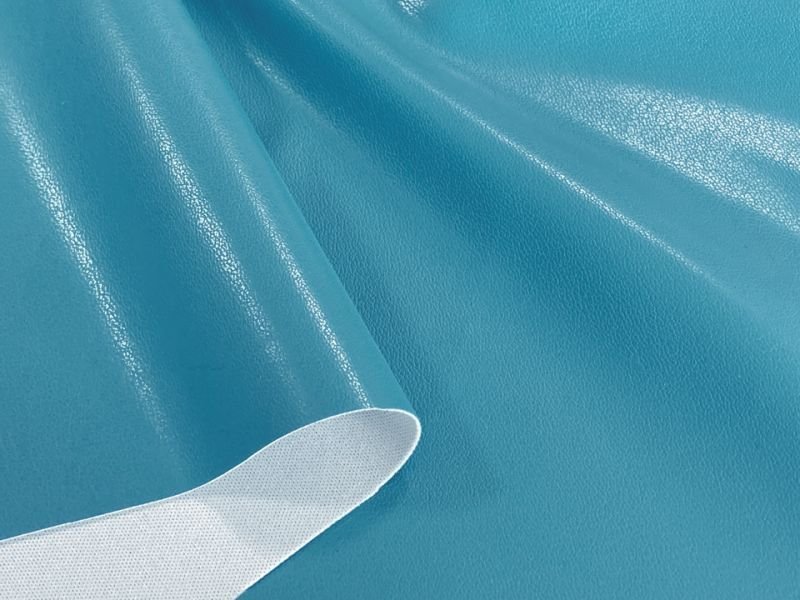 画像3: 【135×170cmカット生地】※難あり※合皮 ストレッチレザー生地【伸縮性大 衣料用 水色】 (3)
