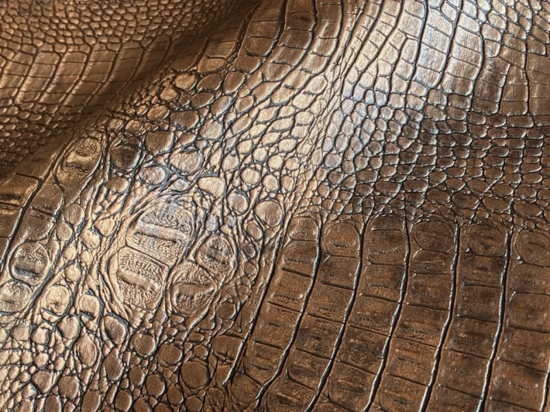 画像2: ワニ革 合皮レザー生地【リッチクロコダイル ブロンズ】 (2)