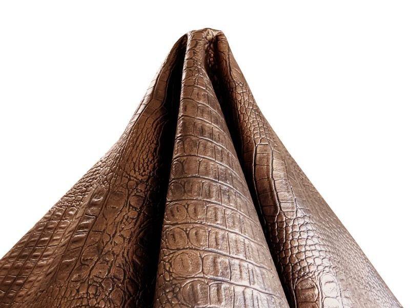 画像5: ワニ革 合皮レザー生地【リッチクロコダイル ブロンズ】 (5)