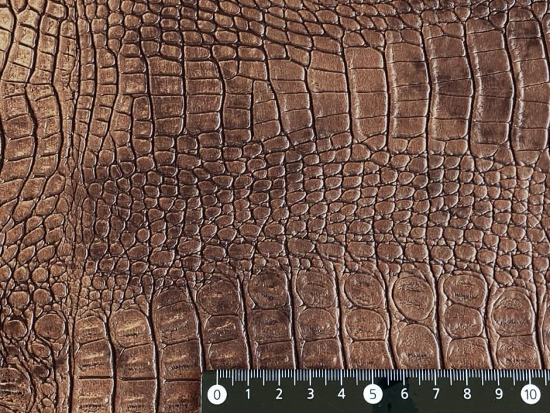 画像6: ワニ革 合皮レザー生地【リッチクロコダイル ブロンズ】 (6)