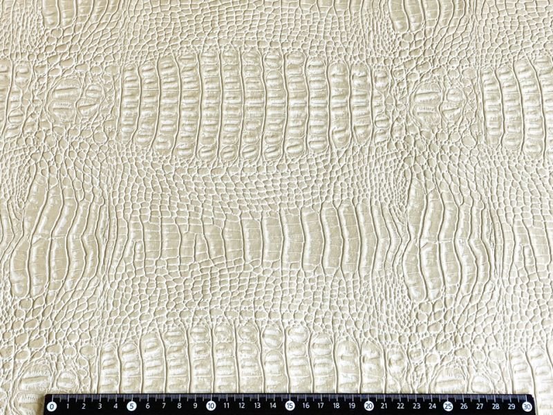 画像7: ワニ革 合皮レザー生地【リッチクロコダイル オフ白】 (7)