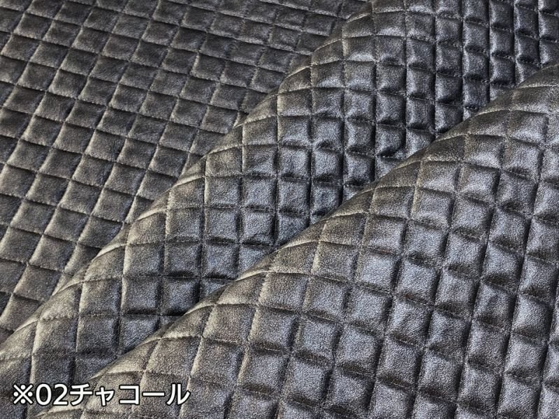 画像9: 合皮レザー生地 エンボス【光沢キルト調 ダイヤ柄 紫】 (9)