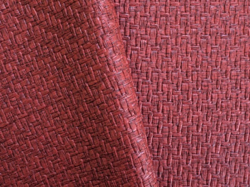 画像2: 合皮レザー生地 エンボス 難燃【ラタン レッド】 (2)