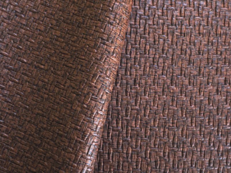 画像2: 合皮レザー生地 エンボス 難燃【ラタン ブラウン】 (2)