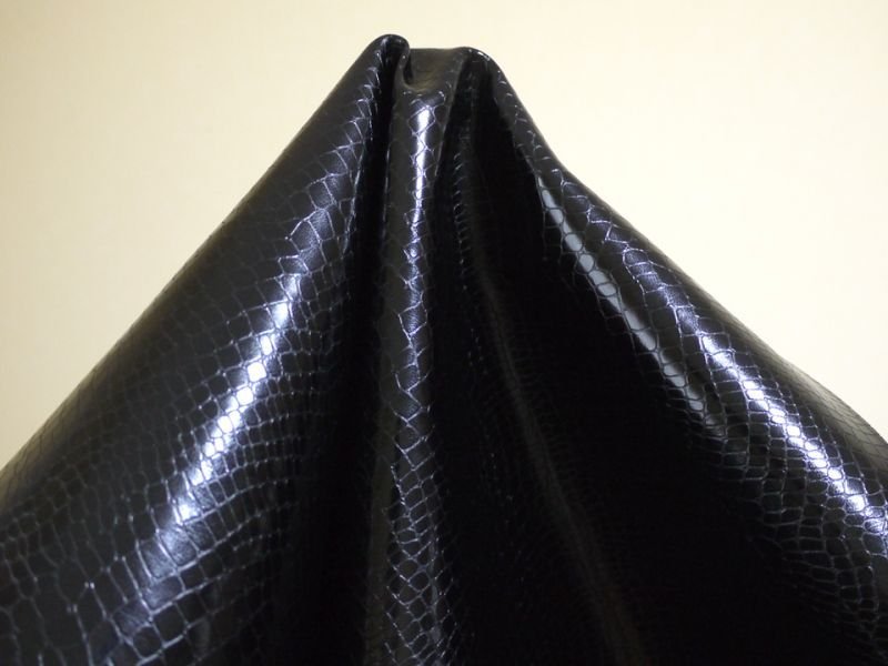 画像5: 光沢ワニ革 合皮レザー生地【ベーシック 黒】 (5)
