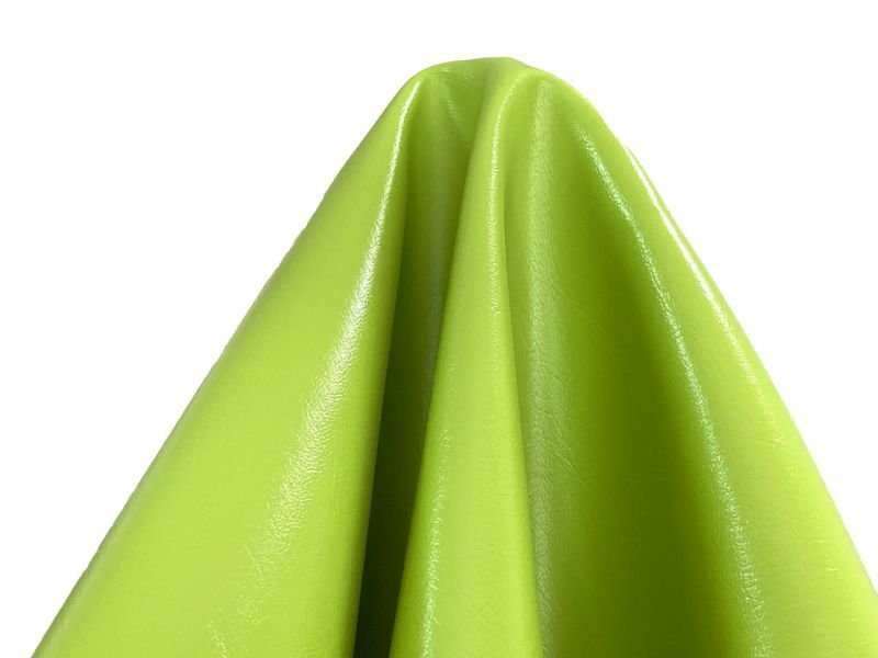 画像4: 合皮レザー生地 原色系 無地 難燃【ツヤあり 黄緑】 (4)