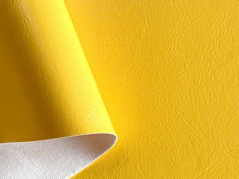 画像3: 合皮レザー生地 原色系 無地 難燃【ツヤあり 黄色】 (3)