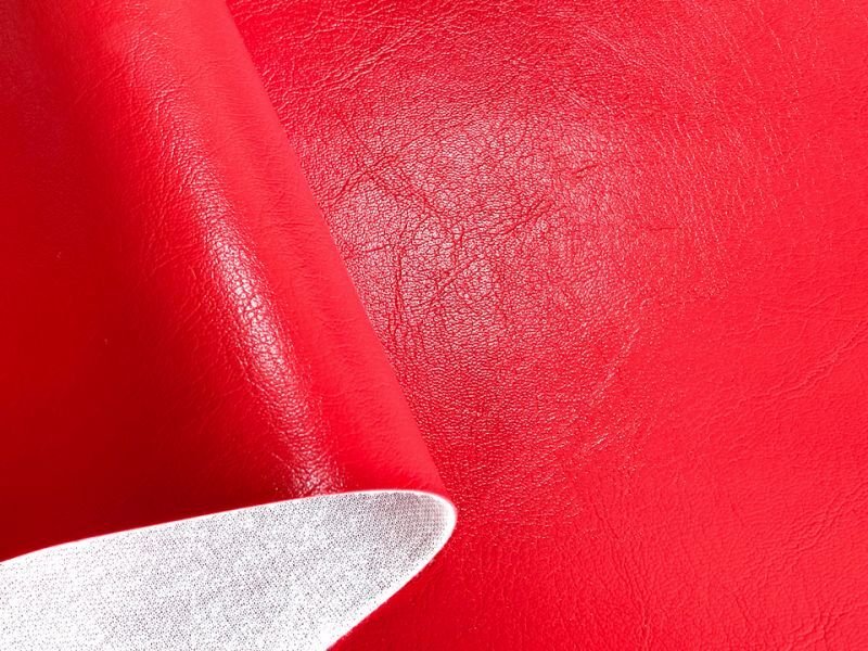 画像3: 合皮レザー生地 原色系 無地 難燃【ツヤあり 赤】 (3)