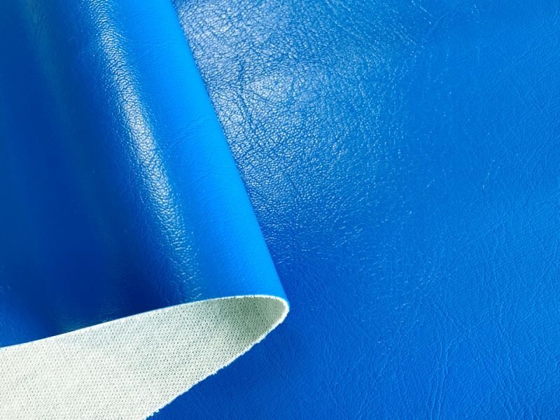 画像3: 合皮レザー生地 原色系 無地 難燃【ツヤあり 青】 (3)