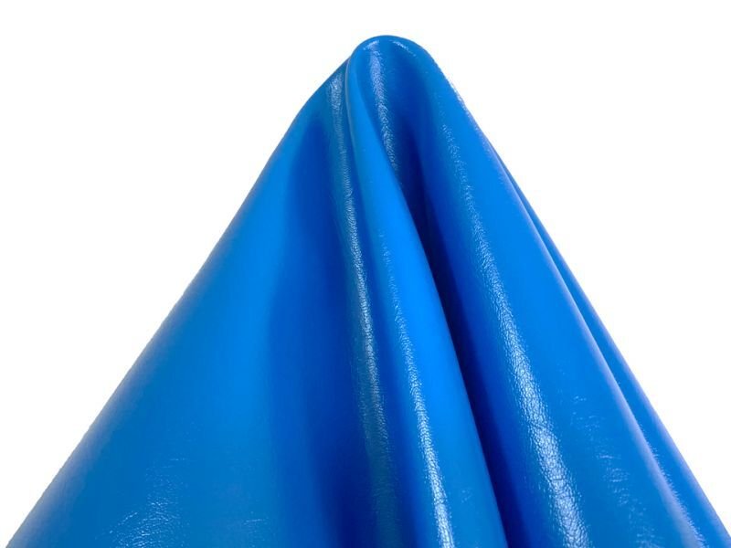 画像4: 合皮レザー生地 原色系 無地 難燃【ツヤあり 青】 (4)