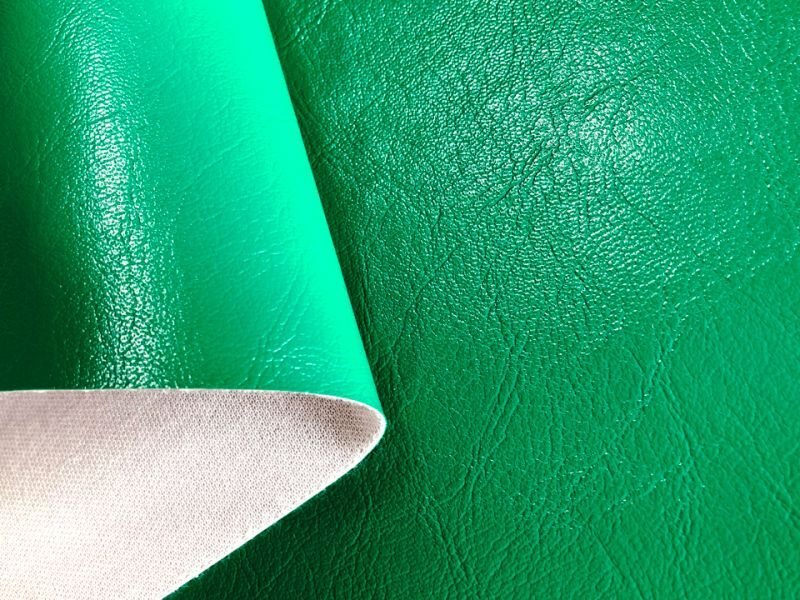 画像3: 合皮レザー生地 原色系 無地 難燃【ツヤあり 緑】 (3)