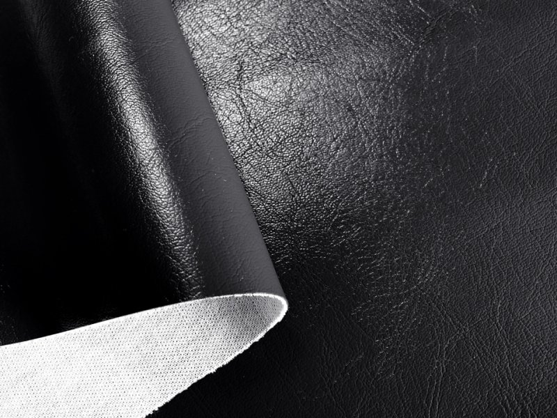 画像3: 合皮レザー生地 原色系 無地 難燃【ツヤあり 黒】 (3)