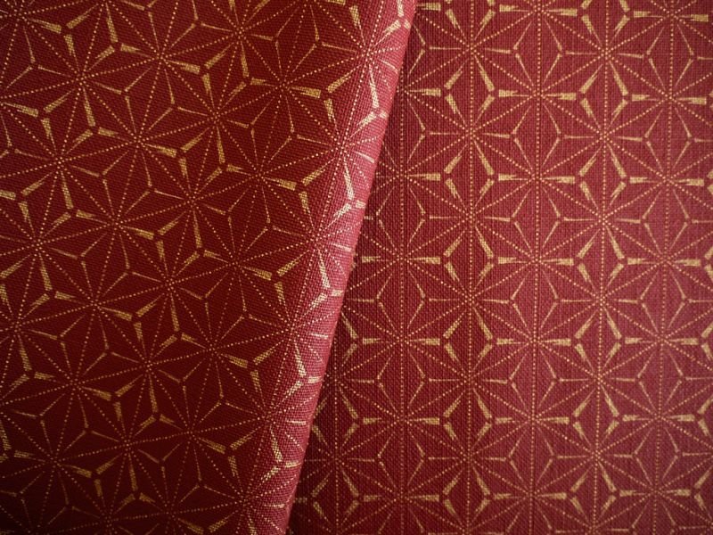 画像3: 合皮レザー生地 ファブリック調 和柄 難燃【麻葉繋 赤】 (3)