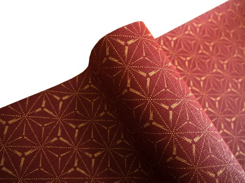 画像6: 合皮レザー生地 ファブリック調 和柄 難燃【麻葉繋 赤】 (6)
