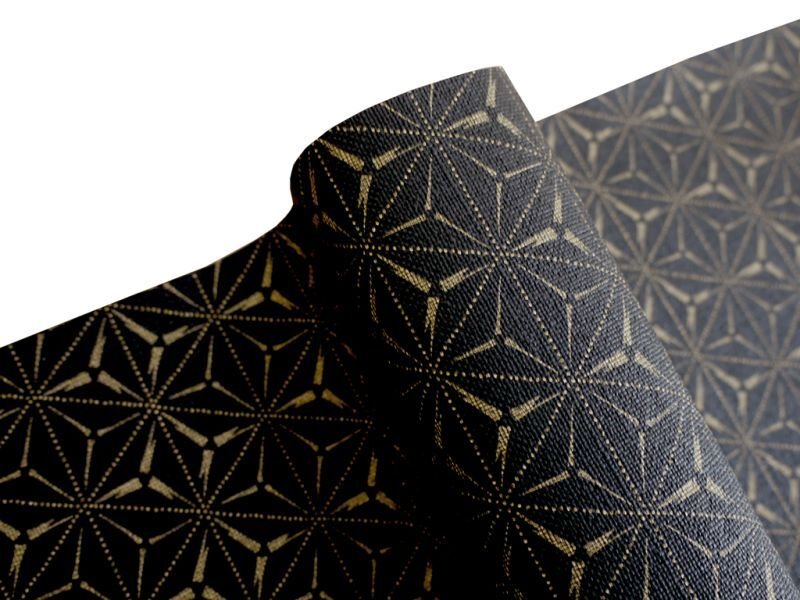 画像5: 合皮レザー生地 ファブリック調 和柄 難燃【麻葉繋 黒】 (5)