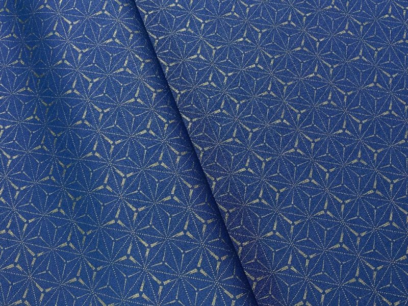 画像3: 合皮レザー生地 ファブリック調 和柄 難燃【麻葉繋 青】 (3)