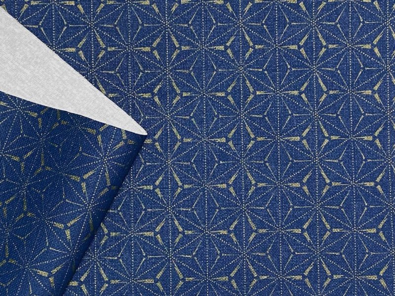 画像4: 合皮レザー生地 ファブリック調 和柄 難燃【麻葉繋 青】 (4)