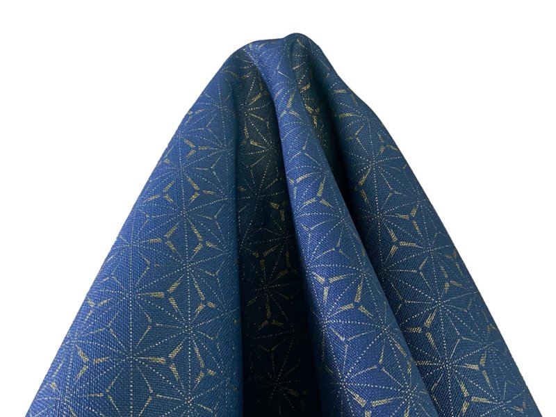 画像6: 合皮レザー生地 ファブリック調 和柄 難燃【麻葉繋 青】 (6)