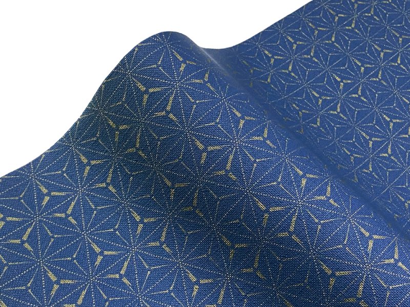 画像5: 合皮レザー生地 ファブリック調 和柄 難燃【麻葉繋 青】 (5)