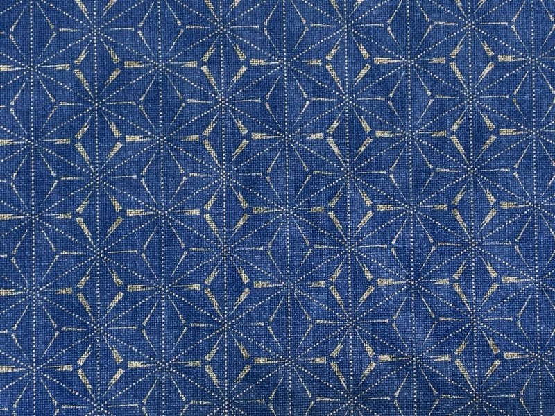 画像2: 合皮レザー生地 ファブリック調 和柄 難燃【麻葉繋 青】 (2)