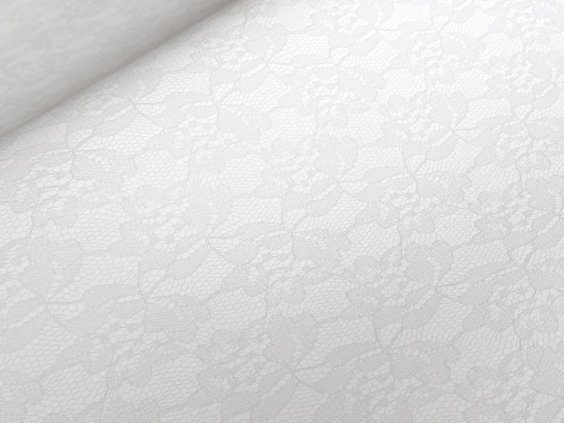 画像3: レース柄 合皮レザー生地【花柄レース模様 白】 (3)