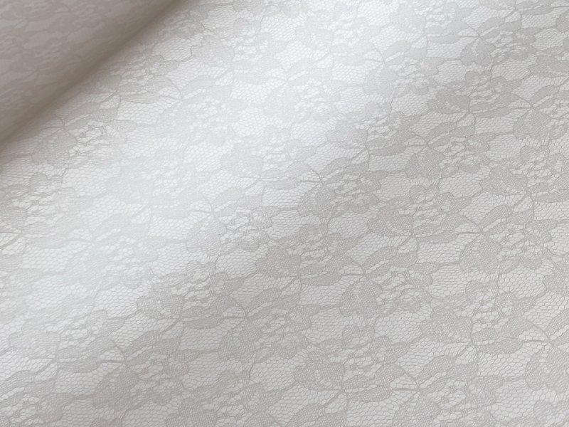 画像2: レース柄 合皮レザー生地【花柄レース模様 ホワイトグレー】 (2)