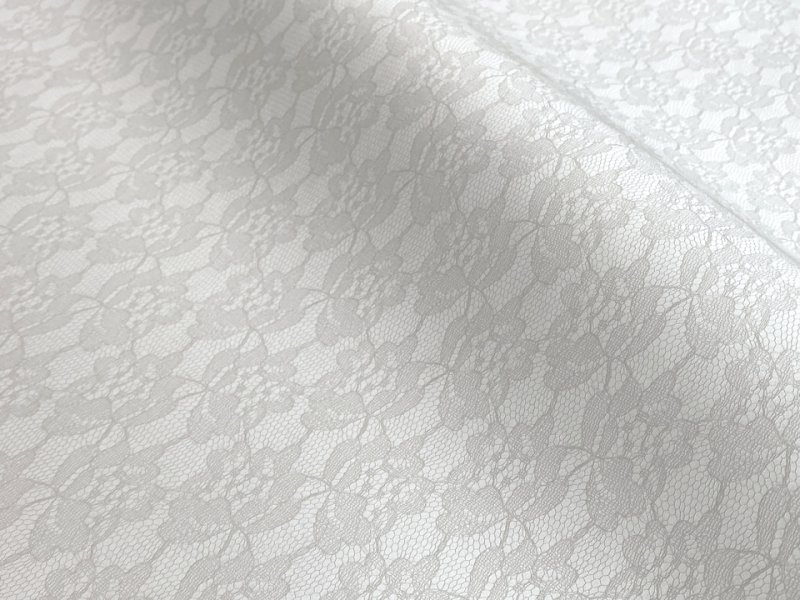 画像3: レース柄 合皮レザー生地【花柄レース模様 ホワイトグレー】 (3)
