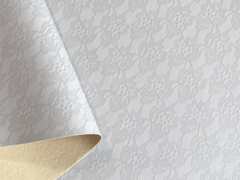 画像4: レース柄 合皮レザー生地【花柄レース模様 ホワイトグレー】 (4)