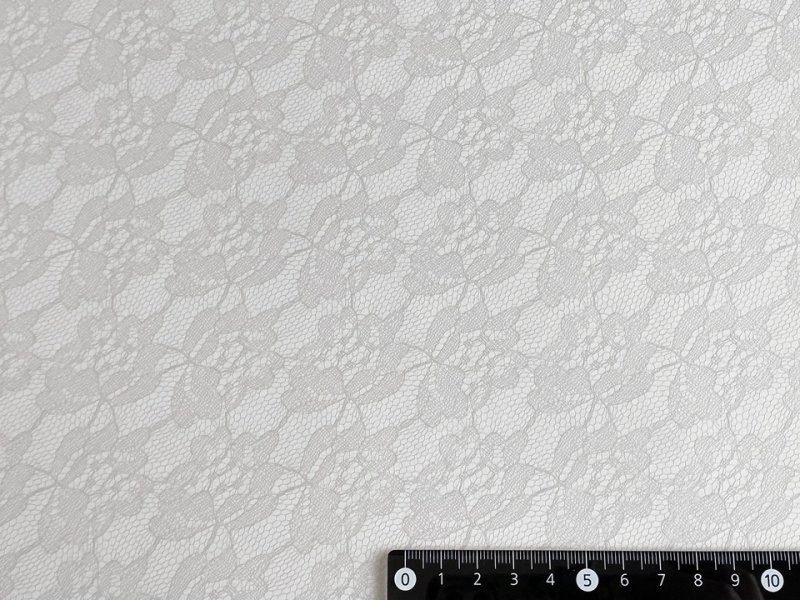 画像6: レース柄 合皮レザー生地【花柄レース模様 ホワイトグレー】 (6)