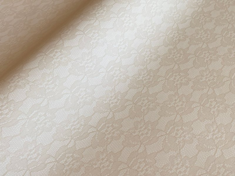 画像3: レース柄 合皮レザー生地【花柄レース模様 ベージュ】 (3)