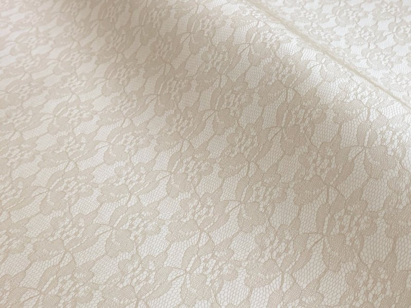 画像2: レース柄 合皮レザー生地【花柄レース模様 ベージュ】 (2)