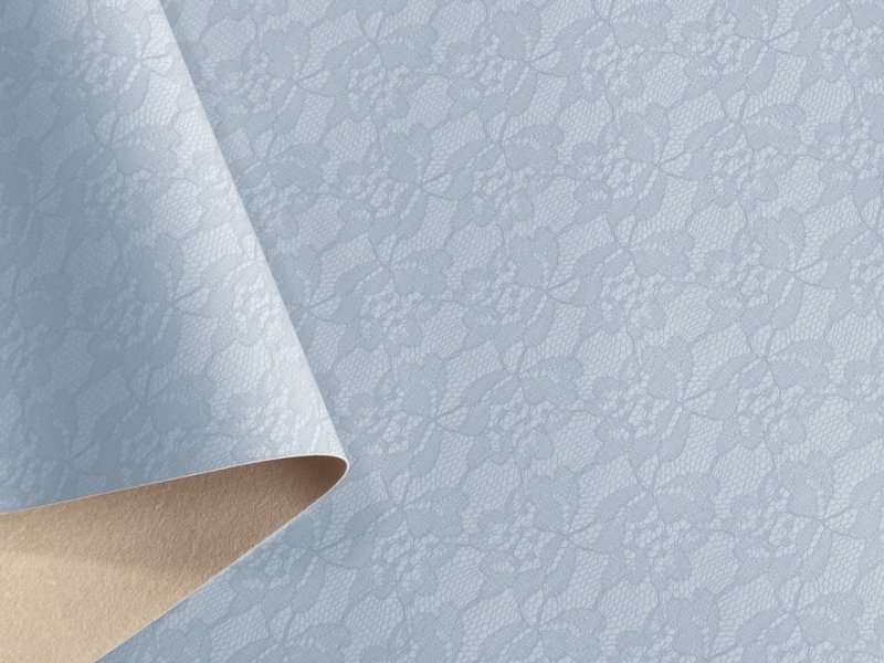 画像4: レース柄 合皮レザー生地【花柄レース模様 水色】 (4)