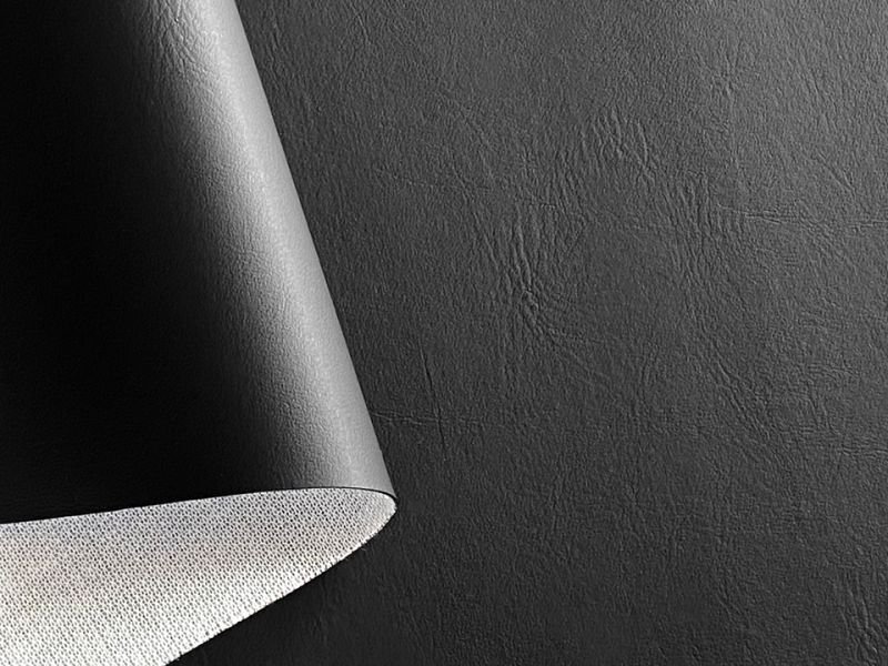 画像3: [巾122] 合皮レザー生地 難燃 耐光 無地【マット調ツヤなし 黒】 (3)