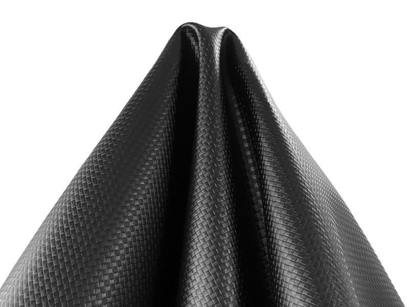 画像8: [巾60] 滑りにくい！ 合皮レザー生地 エンボス 難燃 伸縮【耐候性 細かい格子柄 黒】 (8)