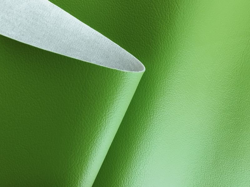 画像2: 合皮レザー生地【難燃 伸縮性 濃黄緑 巾137】 (2)