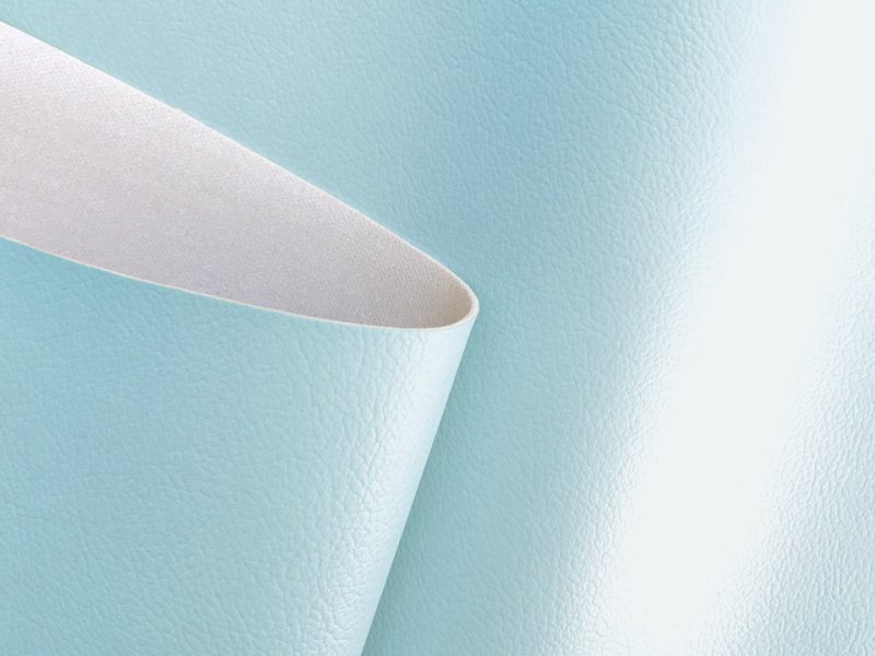 画像2: 合皮レザー生地【難燃 伸縮性 ホワイトブルー 巾137】 (2)