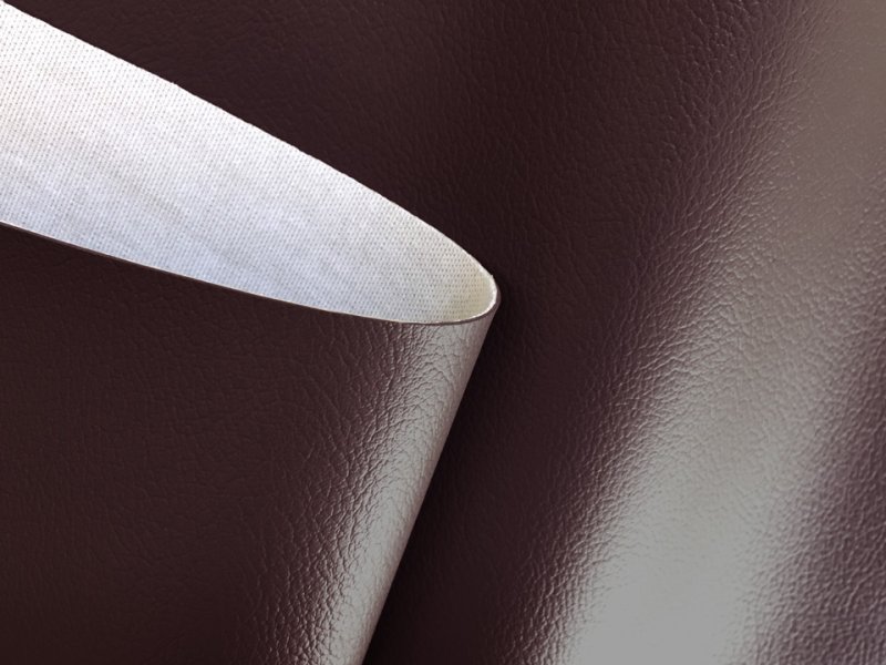 画像2: 合皮レザー生地【難燃 伸縮性 こげ茶 巾137】 (2)