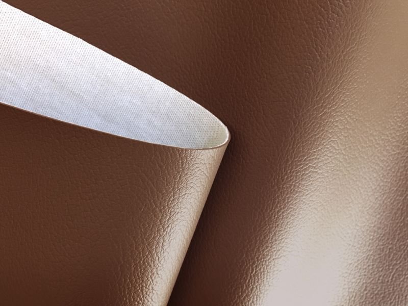 画像2: 合皮レザー生地【難燃 伸縮性 茶 巾137】 (2)